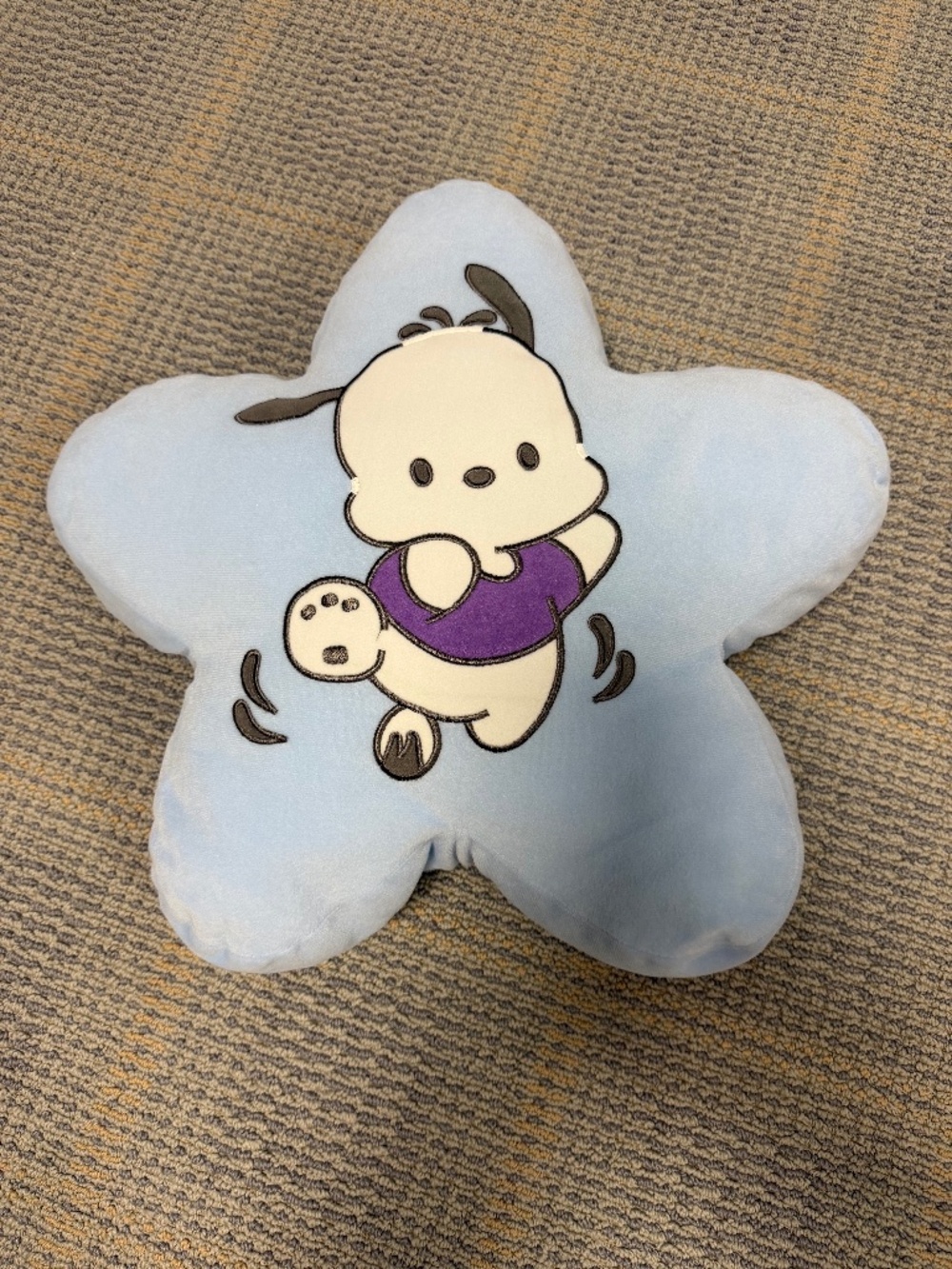 Sanrio Purple Pochacco Blue Star Shaped Plush Pillow circa 2007